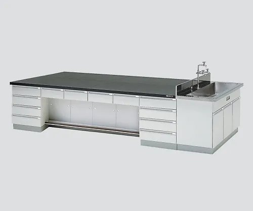 3-3742-02　［Discontinued］Central Laboratory Bench Wooden Type, Desk Type, with Side Sink 2400 x 1200 x 800　SGOB-2412