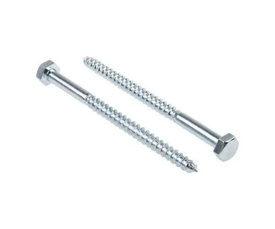 63-4691-12 Hex Steel Wood Screw Bright Zinc Plated, M10 Thread 144-3542