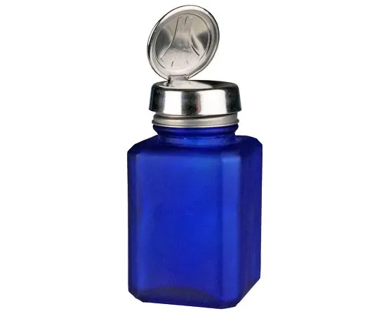 64-2944-02　［Discontinued］Dispenser ONE-TOUCH square shape Glass Bottle Blue 120 cc　35316