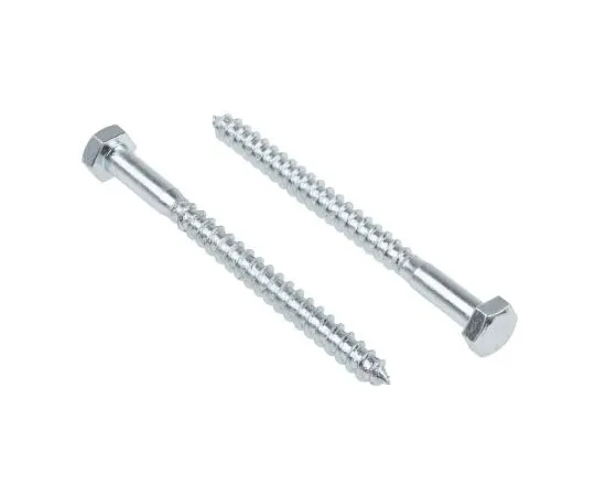 63-4691-08 Hex Steel Wood Screw Bright Zinc Plated, M8 Thread 144-3538