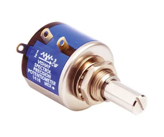 63-4800-28 Vishay 535 Series Wirewound Potentiometer with a 6.35 mm Dia. Shaft 5-Turn, 5kΩ, ±5%, 1.5W, ±20ppm/°C, Panel Mount 535B1502JC