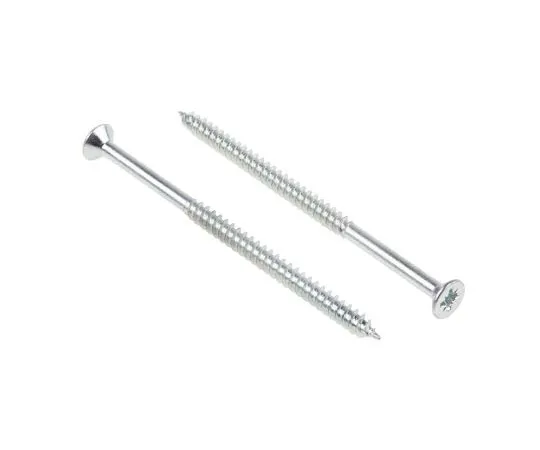 63-4690-78 Pozidriv Countersunk Steel Wood Screw Bright Zinc Plated, No. 8 Thread, 3in Length 144-3502