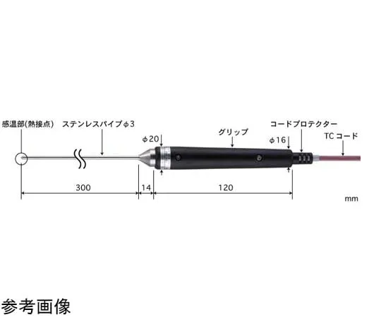 65-3530-04 General Temperature Sensor BS Series for Semisolids and Liquids -200~500°C Grip Type φ3 mm BS-31E-030-TC1-ASP