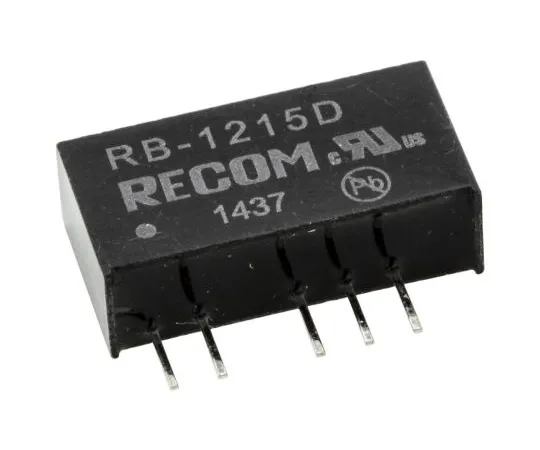 63-4807-12 Recom RB 1W Isolated DC-DC Converter Through Hole, Voltage in 10.8 → 13.2 V dc, Voltage out ±15V dc RB-1215D