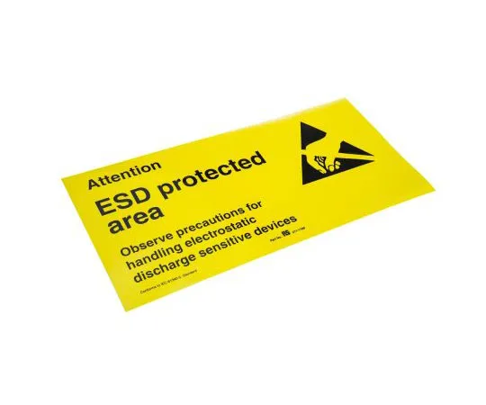 63-4727-80 RS PRO Black/Yellow Vinyl ESD Poster, Attention Esd Protected Area-Text 300 mm x 150mm 211-1180