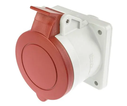 63-4802-11 RS PRO IP44 Red Panel Mount 3P+N+E Industrial Power Socket, Rated At 32A, 415 V 464-1661