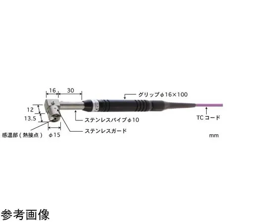 65-3532-79　［Out of stock］Temperature Sensor for Static Surface Type A Series with ISO Document Set -50~500°C Elbow with Parallel 30 mm Grip Type E　A-234E-00-1-TC1-ASP