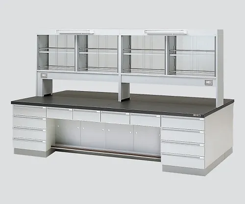 3-3752-01　［Discontinued］Central Laboratory Bench Wooden Type, Desk Type, with Reagent Shelf 1800 x 1200 x 800/1870　SGOG-1812