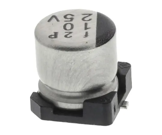 63-4848-09 Nichicon 10μF 25V dc Aluminium Electrolytic Capacitor, Surface Mount 5 (Dia.) x 5.4mm +105°C 5mm UWT1E100MCL1GB