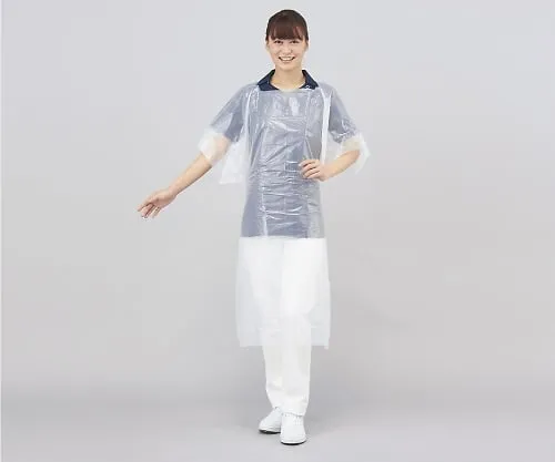 8-9593-01　［Discontinued］Clean Apron Sleeve Type (Short Sleeve) White　73741