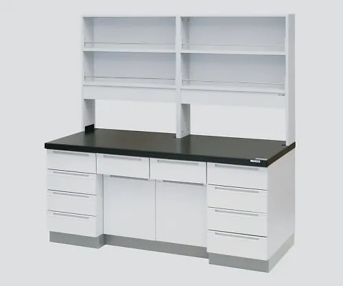 3-4344-01　［Discontinued］Side Laboratory Bench Wooden Type, Open Type with Reagent Shelf 1800 x 750 x 1800　AP1E-1807