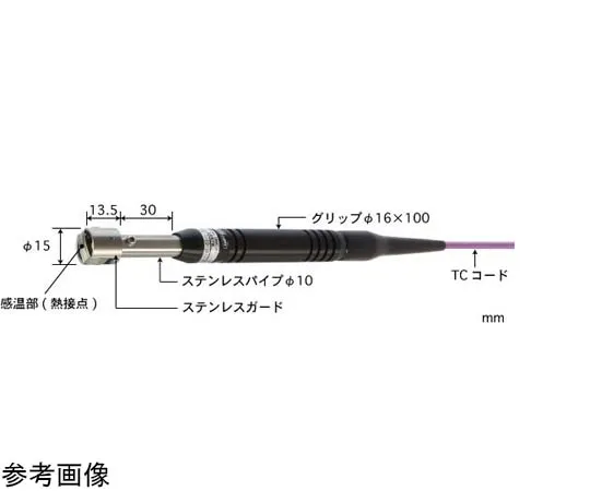 65-3532-71　［Out of stock］Temperature Sensor for Static Surface Type A Series with ISO Document Set -50~500°C Straight, Parallel 30 mm Grip Type E　A-231E-00-1-TC1-ASP