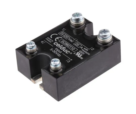 63-4739-38 Celduc 25 A Solid State Relay, Zero Crossing, Chassis Mount, Triac, 520 V rms Maximum Load SC862110