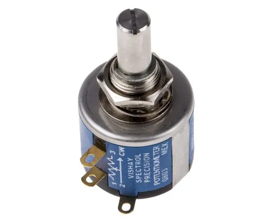 63-4800-39 Vishay 534 Series Wirewound Potentiometer with a 6.34 mm Dia. Shaft 10-Turn, 5kΩ, ±5%, 2W, ±20ppm/°C, Panel Mount 534B1502JL