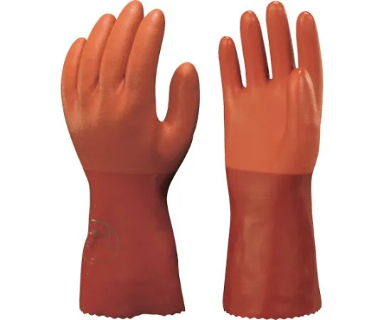 67-6859-49 Vinyl Chloride Gloves No620 New Long Vinyl Robe Orange L Size NO620-L