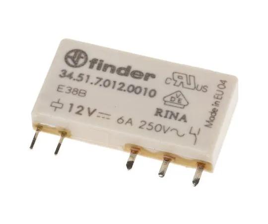 63-4799-36 Finder34 Series SPDT Non-Latching Relay PCB Mount, 12V dc Coil, 6A 34.51.7.012.0010