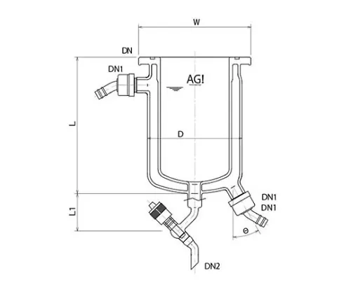 61-4715-73　［Discontinued］Full Jacket Type Reaction Vessel with Drain Valve, O-Ring Groove　3071-03/75-H-G