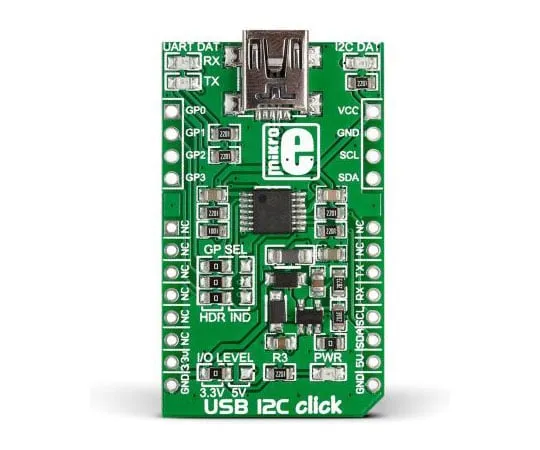 63-4687-70 MikroElektronika, USB 12C click USB to I2C, USB to UART Development Board for MCP2221 for MikroBUS - MIKROE-1985 MIKROE-1985