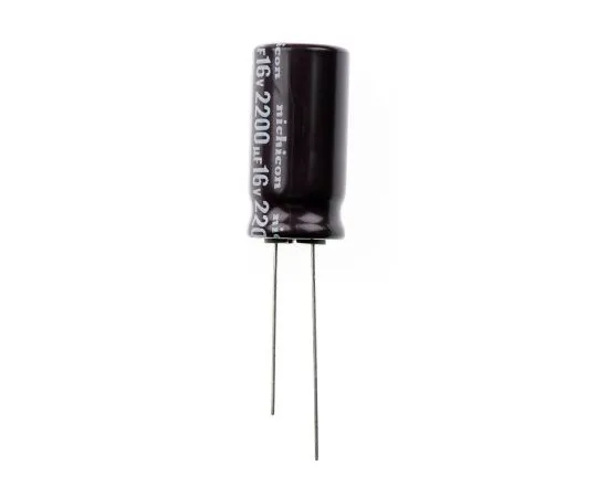 63-4845-63 Nichicon 2200μF 16V dc Aluminium Electrolytic Capacitor, Through Hole 12.5 (Dia.) x 25mm +105°C 12.5mm 5mm UPS1C222MHD