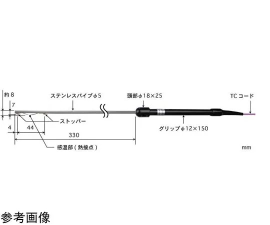 65-3535-80　［Out of stock］Pipe Inner Surface Type Temperature Sensor Model 344 w/ISO Document -50~400°C Straight E Type　344E-TC1-ASP