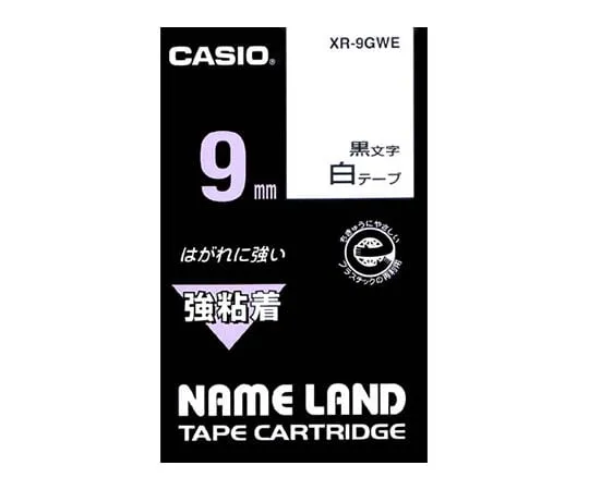 62-1063-68 Casio NAME LAND Label Printer Strong Adhesive Tape 9mm Width (White Ground/Black Characters) XR-9GWE