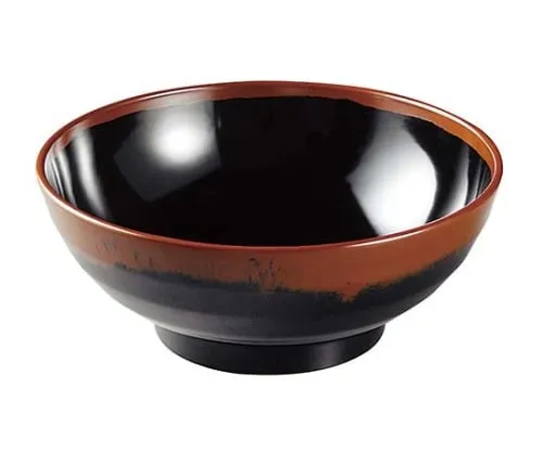 61-6835-49 Melamine Japanese tableware Chojiro kiln soba Bowl AN-70 extra-large B inside Black 2428320