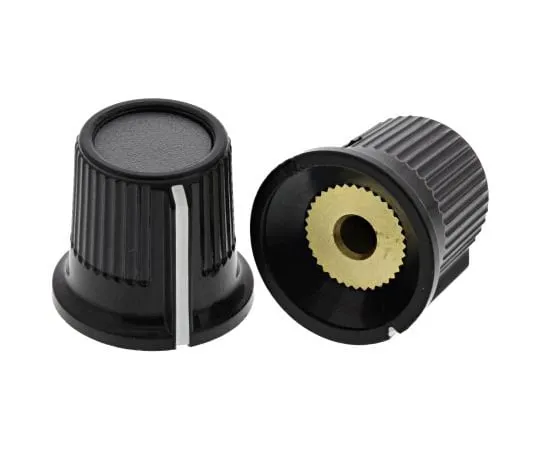 63-4748-10 RS Pro Potentiometer Knob, Grub Screw Type, 16mm Knob Diameter, Black, Grey, 3.2mm Shaft 259-6884