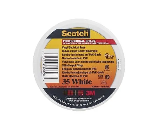 63-4712-42 3M White Electrical Tape, 19mm x 20m SCOTCH 35 BLANC 20 X 19