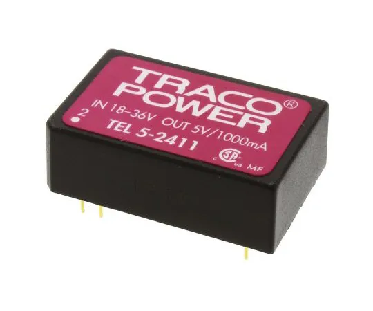 63-4804-38 TRACOPOWER TEL 5 5W Isolated DC-DC Converter Through Hole, Voltage in 18 → 36 V dc, Voltage out 5V dc TEL 5-2411