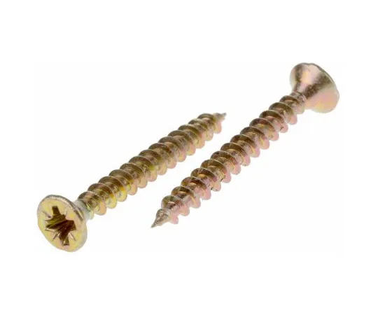 63-4690-58 Pozidriv Countersunk Steel Wood Screw Yellow Passivated, Zinc Plated, 4mm Thread, 35mm Length 144-3477