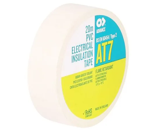 63-4841-22 Advance Tapes White Electrical Tape, 19mm x 20m 211289