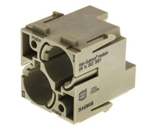 63-4771-63 Han-Modular Series Male Module, 2 Way, Rated At 10A, 50 V, Han Quintax 9140023001