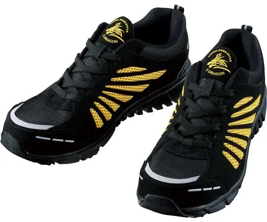64-0987-69 Safety Shoes Lace-Up Type Black x Yellow 25.0 cm S4161