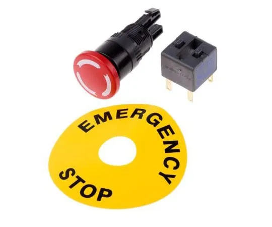 63-4733-24 APEM, Red, Twist to Reset 24mm Mushroom Head Emergency Button A01ES-DM+A0154B-D+A01YL1
