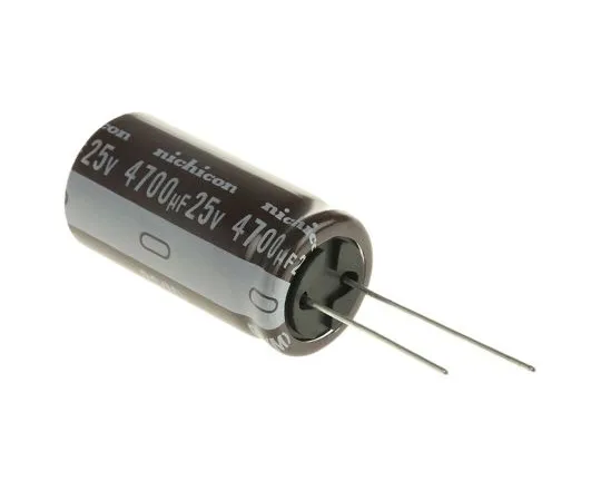 63-4845-75 Nichicon 4700μF 25V dc Aluminium Electrolytic Capacitor, Through Hole 18 (Dia.) x 35.5mm +105°C 18mm 7.5mm UPS1E472MHD