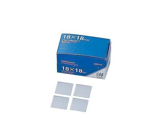 2-176-01 Matsunami Cover Glass (No.1) 18 x 18mm Square 1000 Pieces C218181