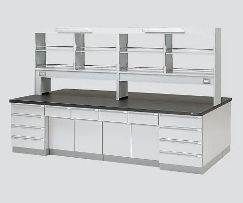 3-3690-01　［Discontinued］Central Laboratory Bench Wooden Type, Riser Type, with Reagent Shelf 1800 x 1200 x 800/1870　SAOF-1812