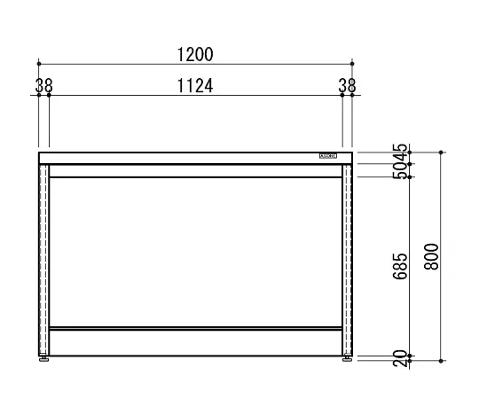 1-4475-01　［Discontinued］Side Laboratory Bench (Withstand Load Type)　GCT-1290