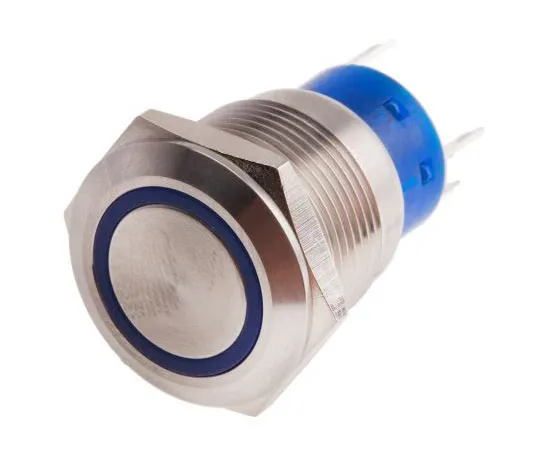 63-4661-47 RS PRO Single Pole Double Throw (SPDT) Momentary Blue LED Push Button Switch, IP67, 19.2 (Dia.)mm, Panel Mount, 250V ac 111-5788
