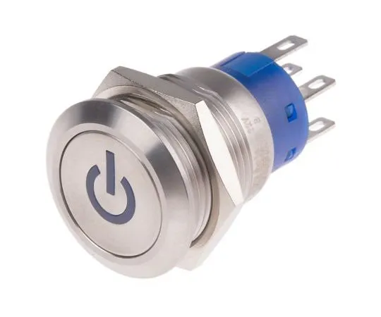 63-4661-50 RS PRO Double Pole Double Throw (DPDT) Latching Blue LED Push Button Switch, IP67, 19 (Dia.)mm, Panel Mount, Power 111-5803