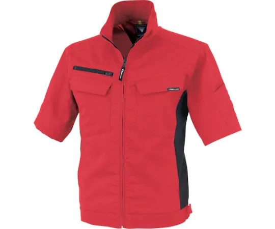 65-8351-36 Cotton Lined Stretch Short Sleeve Blouson Red 3L 1511-71-3L