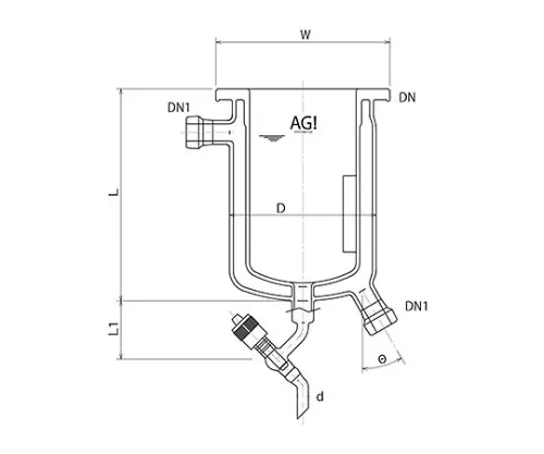 61-4716-04　［Discontinued］Full Jacket Type Reaction Vessel with Drain Valve, Stirring Baffle　3071-03/75-M-A
