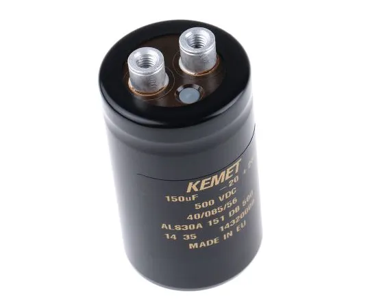 63-4778-29 KEMET 150μF 500V dc Aluminium Electrolytic Capacitor, Chassis Mount 36 x 62mm +85°C 36mm 62mm ALS30A151DB500