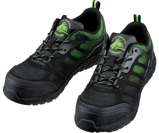 64-0989-63　［Discontinued］Safety Shoes Lace-Up Type Black x Green 25.0 cm　S6161