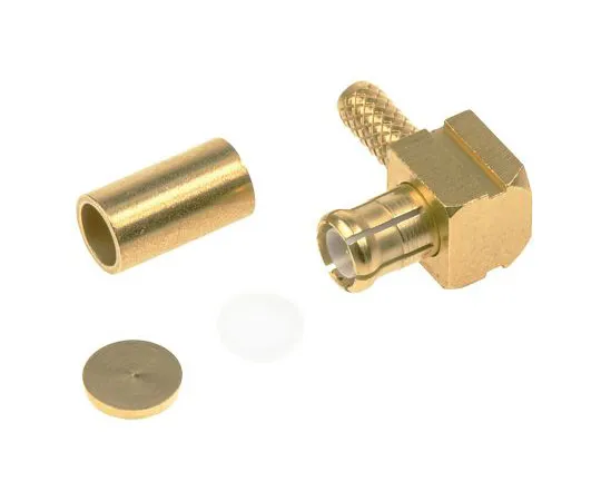 63-4743-40 Radiall Right Angle Cable Mount MCX Connector Plug, 50Ω Impedance, Crimp Termination, 0 → 6GHz, RG188, RG316 R113182000W