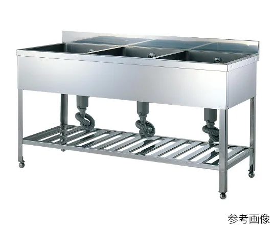 63-2574-66　［Discontinued］SUS430 Sink with 3 tanks 1200 x 450 x 800　OM1094-15