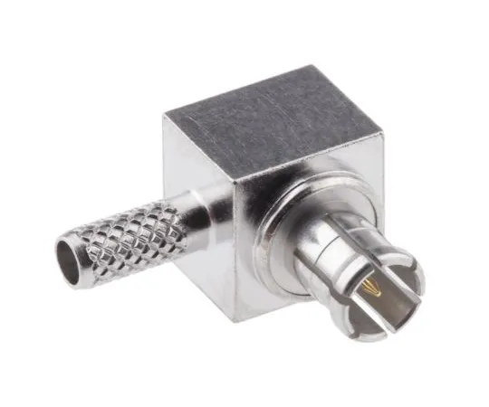 63-4751-88 Radiall Right Angle Cable Mount MCX Connector Plug, 75Ω Impedance, Crimp Termination, 0 → 6GHz, RG179, RG187 R213182007W