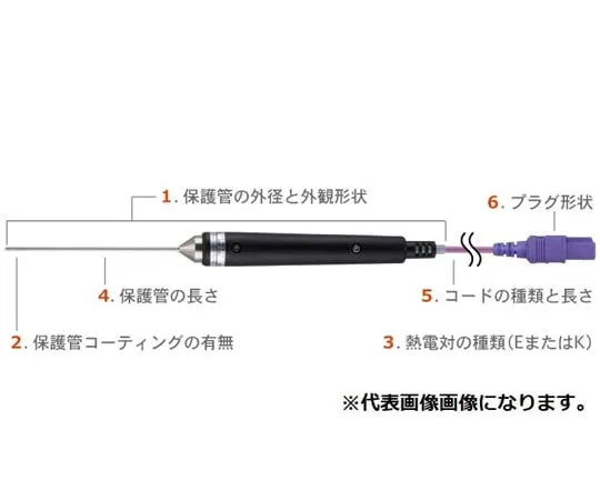 65-3542-06 General Temperature Sensor BS Series φ3.0 mm (φ3.4 mm) Grip Type 100 mm E Type BS-31E-010-TC1-ASP
