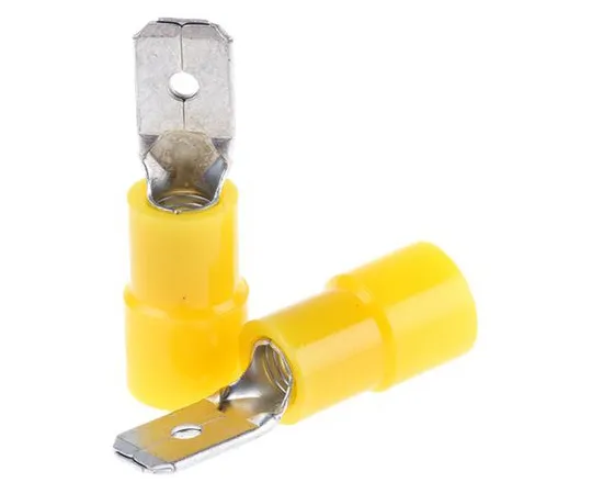 63-4891-42 RS PRO, Yellow Insulated Crimp Tab Terminal, 4mm² to 6mm², 12AWG to 10AWG, 0.8 x 6.35mm 613-9693