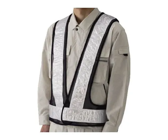 62-0036-67 Reflective Vest (Police Type) Dark Blue x White Reflective Nylon Mesh 379-37